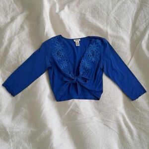 Graft by UM Company Balletcore Blue Tie-Front Cardigan Soft Floral Bolero
